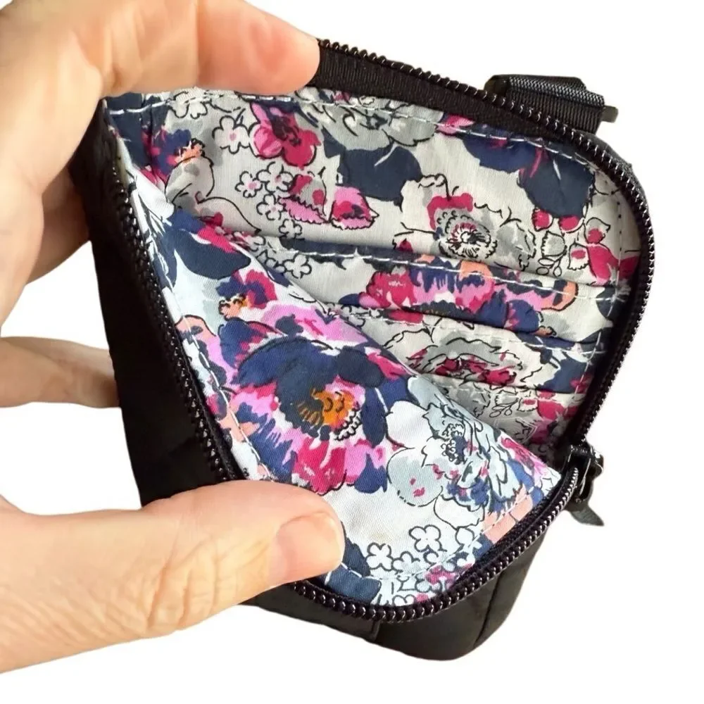 Vera Bradley Quilted Black Small Quilted ID Holder Cell Phone Crossbody